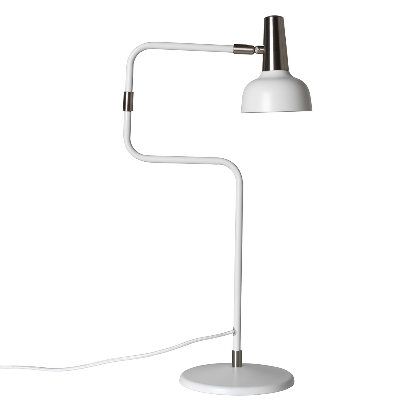 Ray Bordlampe LED, Hvit/ Nikkel