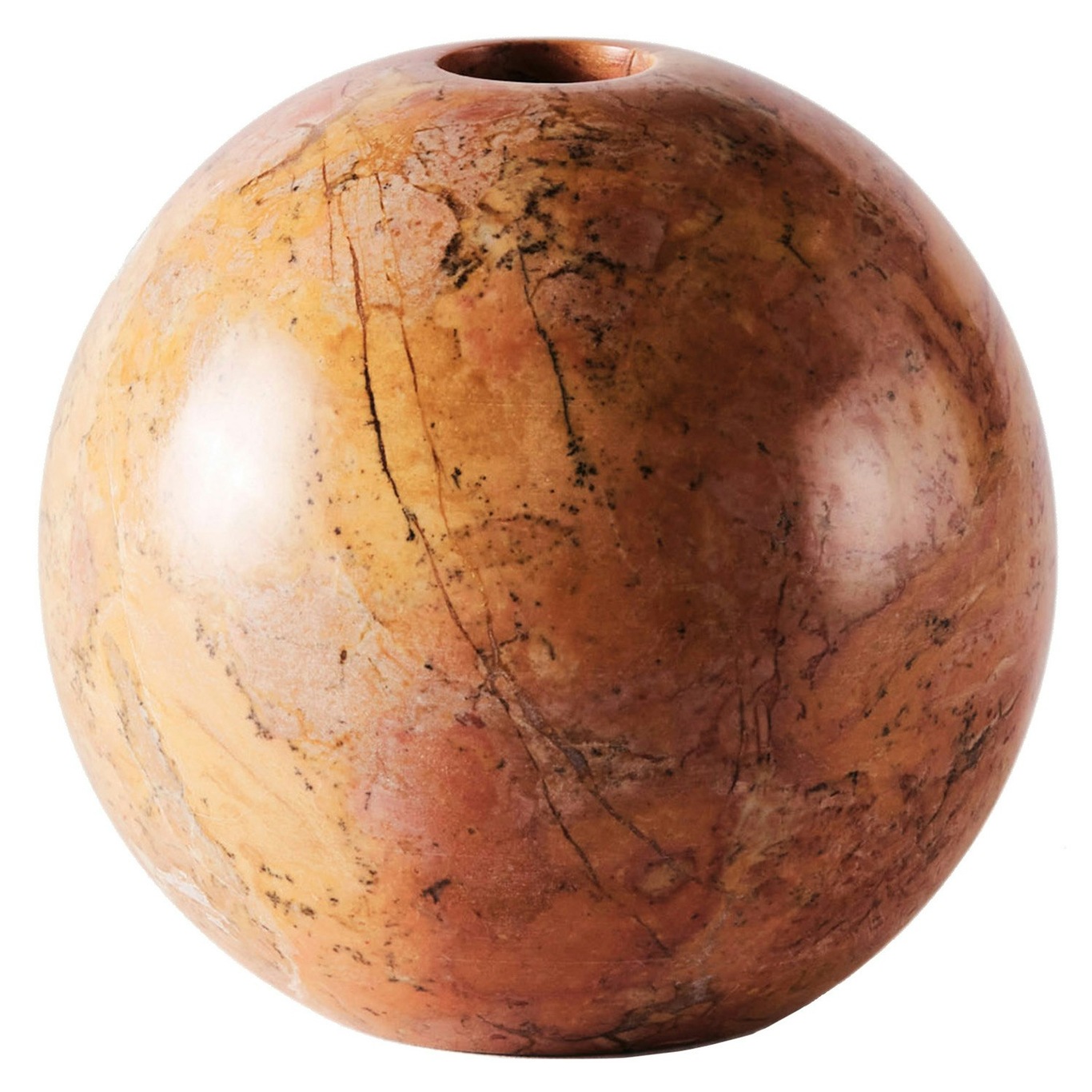 Sphere Lysestake Marmor Ø10 cm, Rød