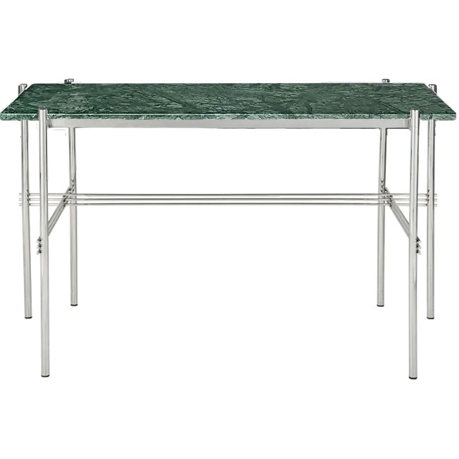 TS Skrivebord 60x120 cm, Polert Stål / Grønn Guatemalamarmor