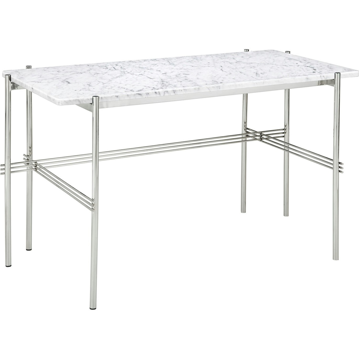 TS Skrivebord 60x120 cm, Polert Stål / Hvit Carraramarmor