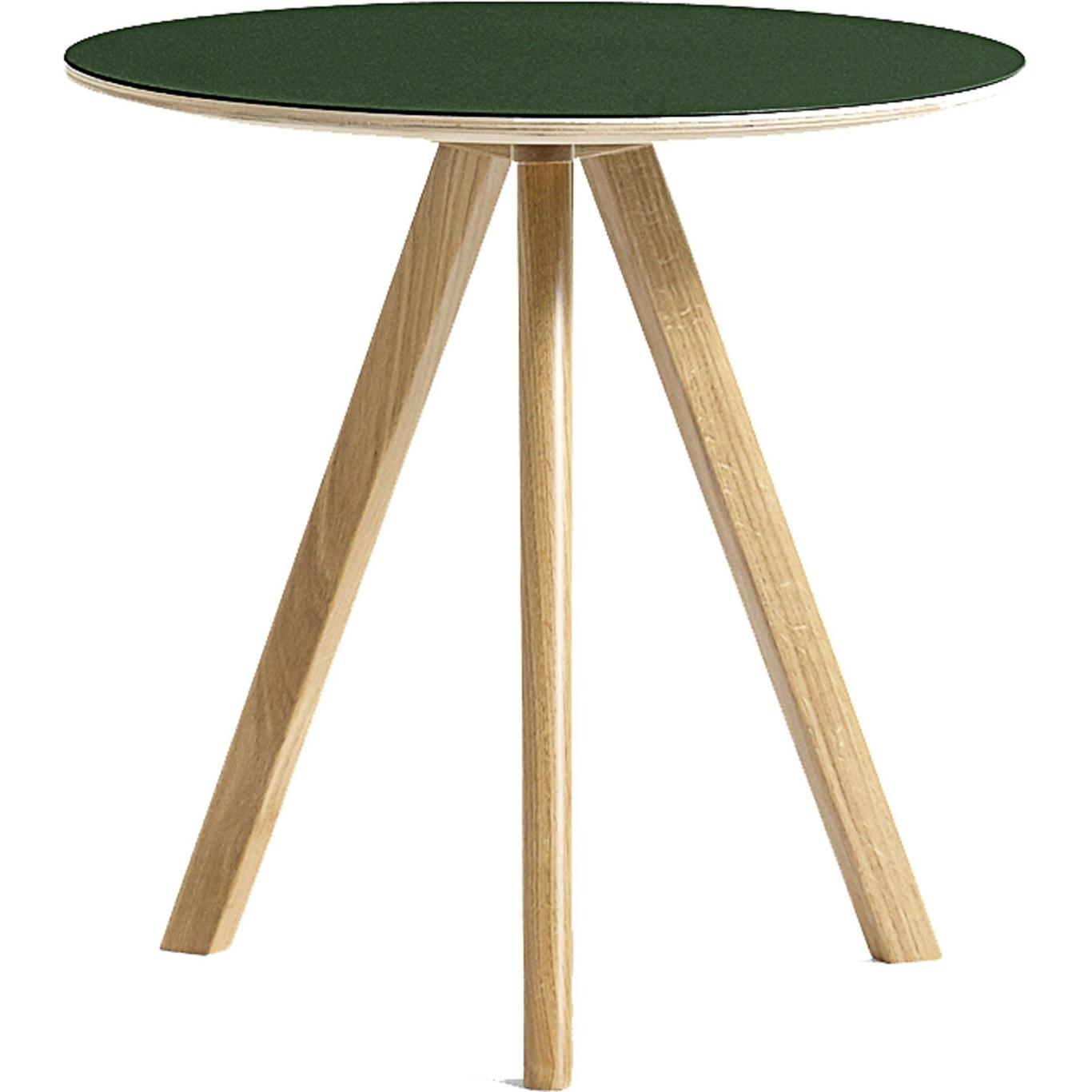 CPH20 Sidebord Ø50x49 cm, Vannbasert Lakkert Eik / Grønn Linoleum
