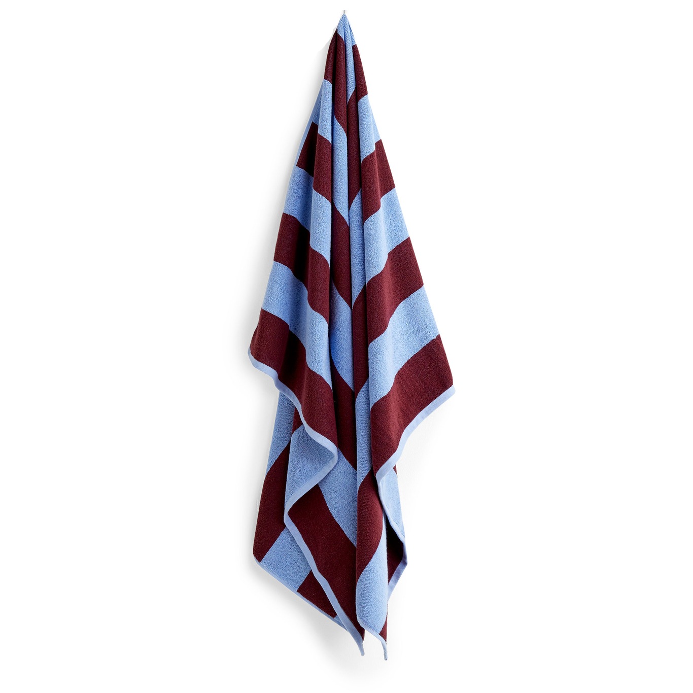 Frotté Stripe Badehåndkle 100x150 cm, Bordeaux/Sky Blue