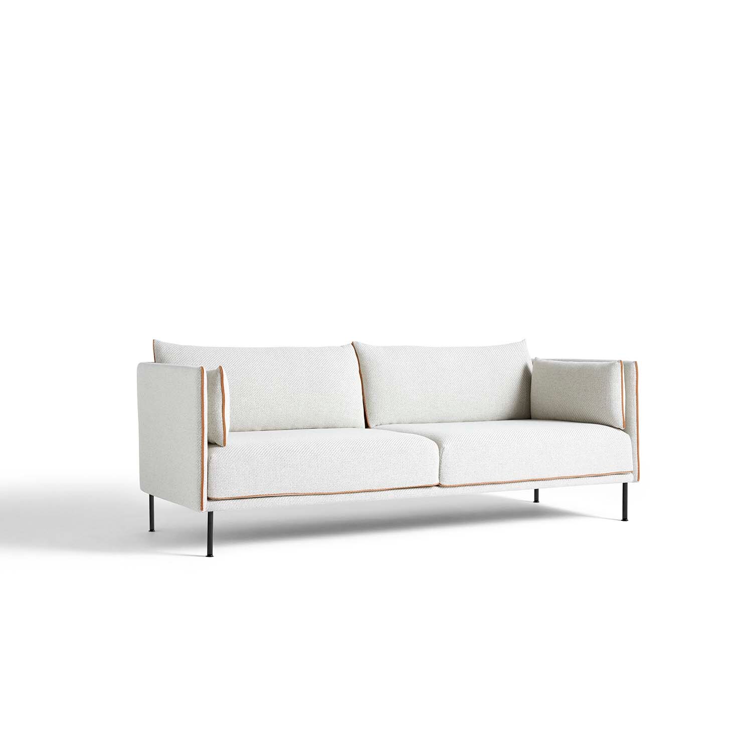 HAY Silhouette Sofa 3 Seater, Coda 100/Cognac Piping/Steel Hvit Tekstil