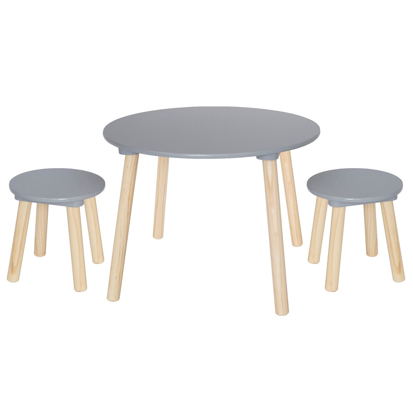 Table & Two Stools, Grey