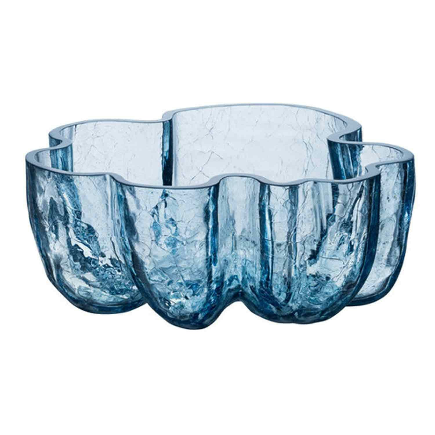 Kosta Boda Crackle Skål 10,5 cm, Sirkulært Glass Blå Munnblåst glass
