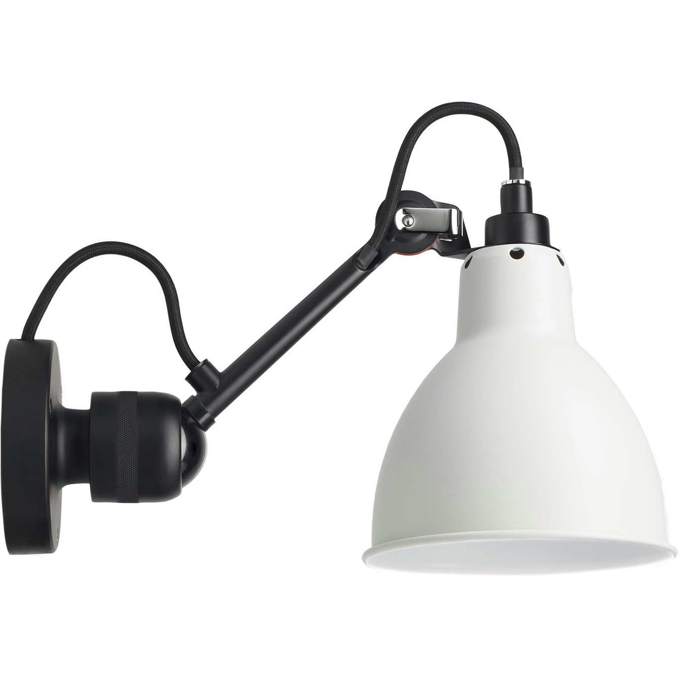 Lampe Gras N°304 Vegglampe med Ledning, Svart / Hvit