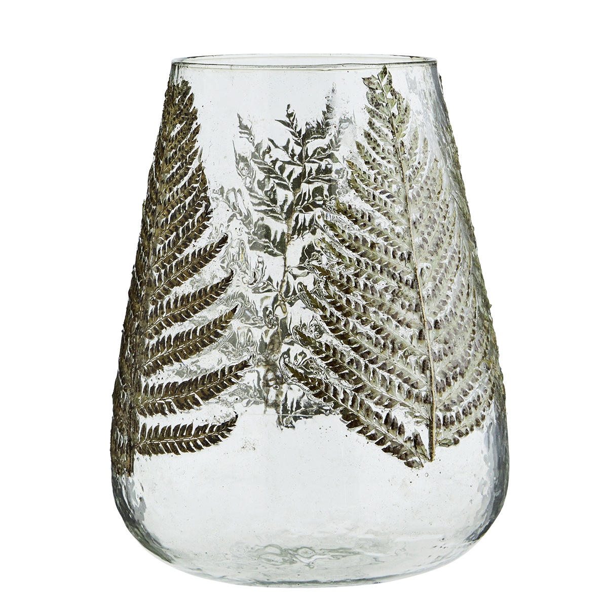 Glass vase with leaves, 19x26 cm