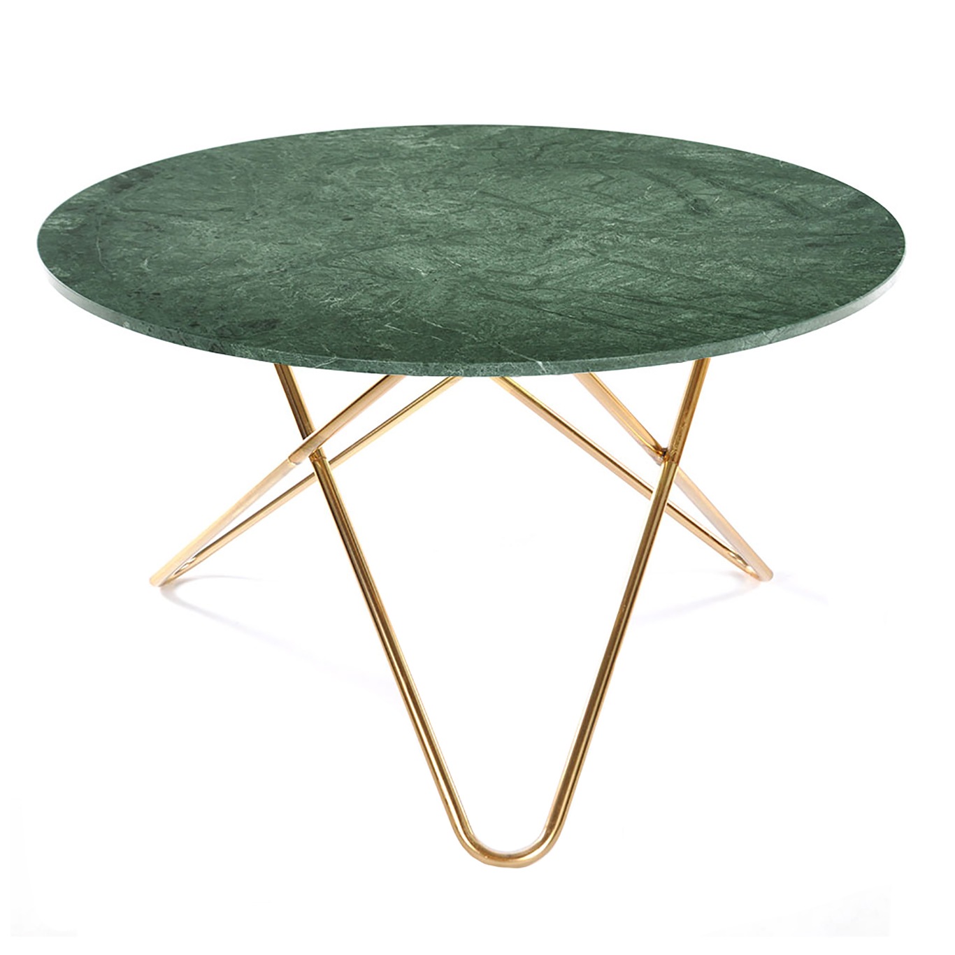 Big O Spisebord, Messingstativ/Grønn Marmor