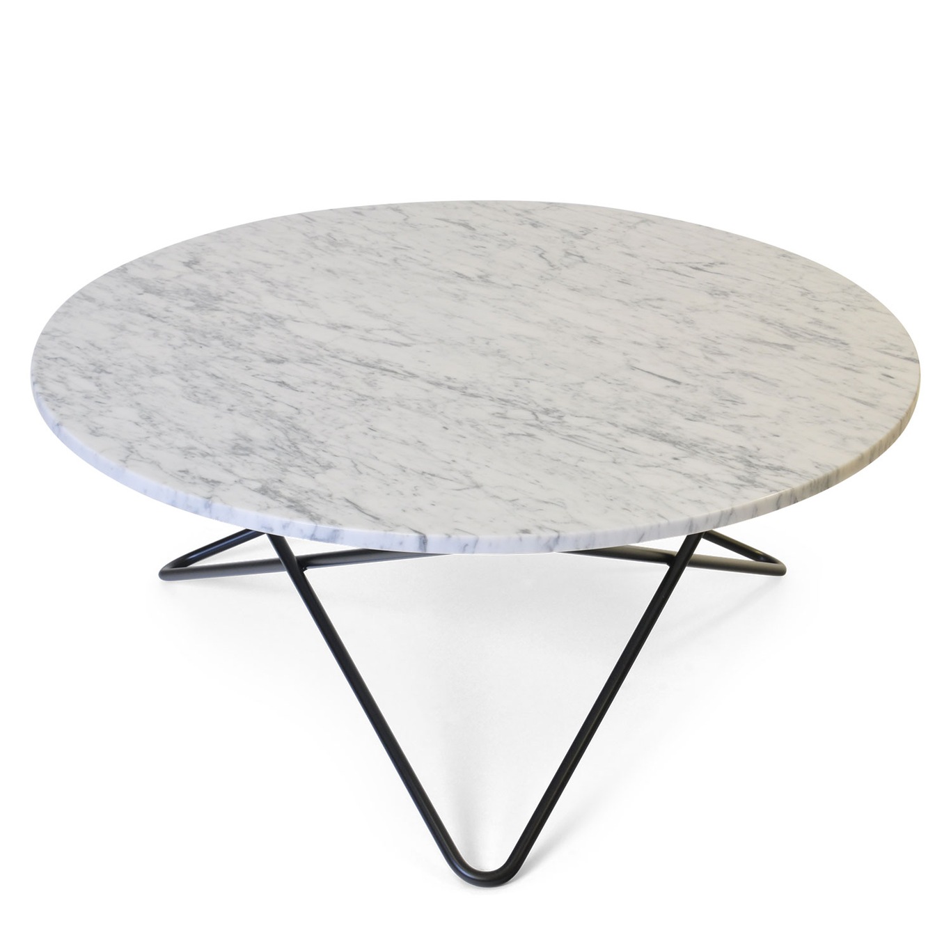 Large O Table Sofabord Ø100 cm, Sort/Hvit Marmor