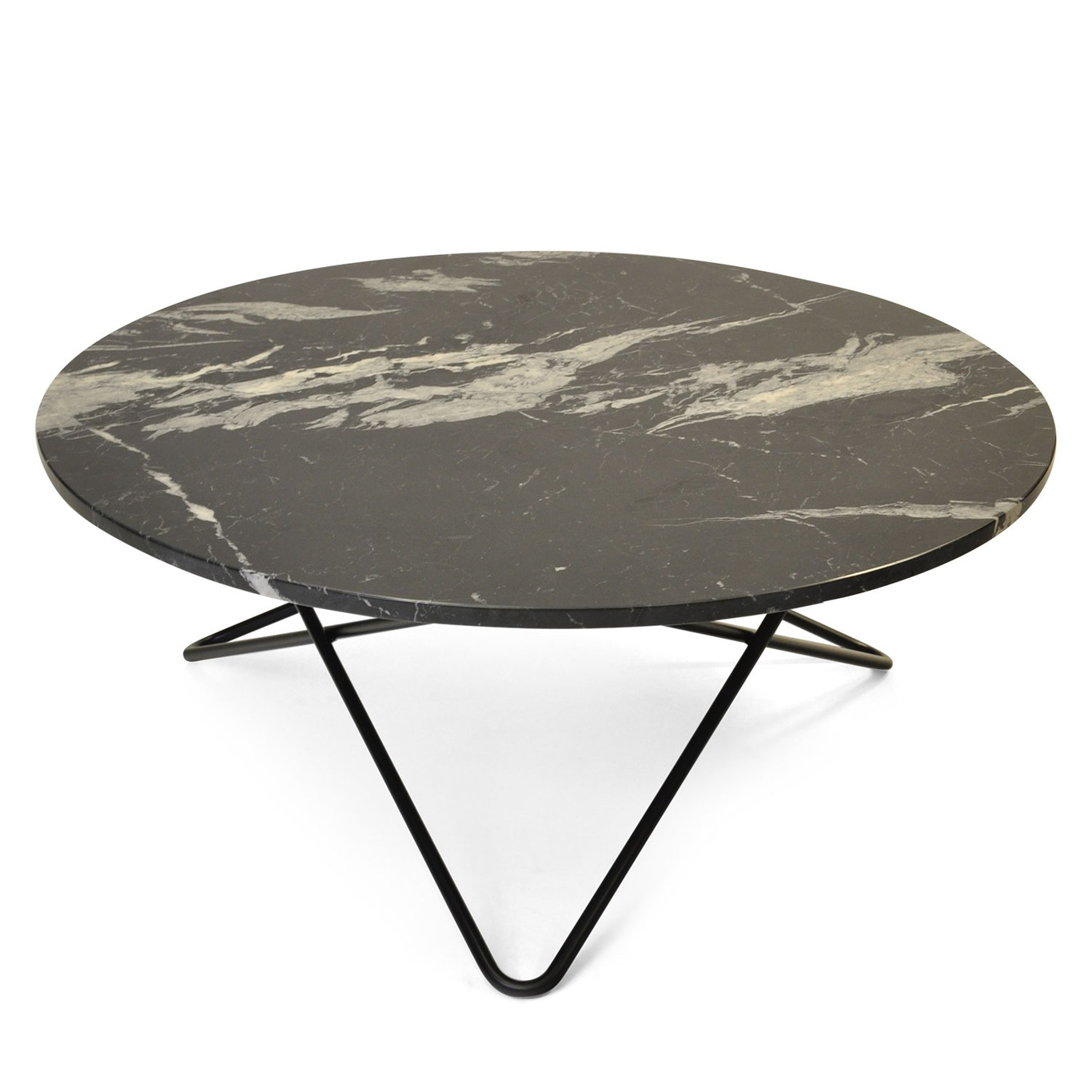 Large O Table Sofabord Ø100 cm, Sort/Sort Marmor