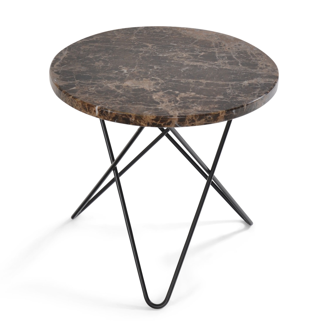 Mini O Table Sidebord Ø40 cm, Sort/Brun Marmor