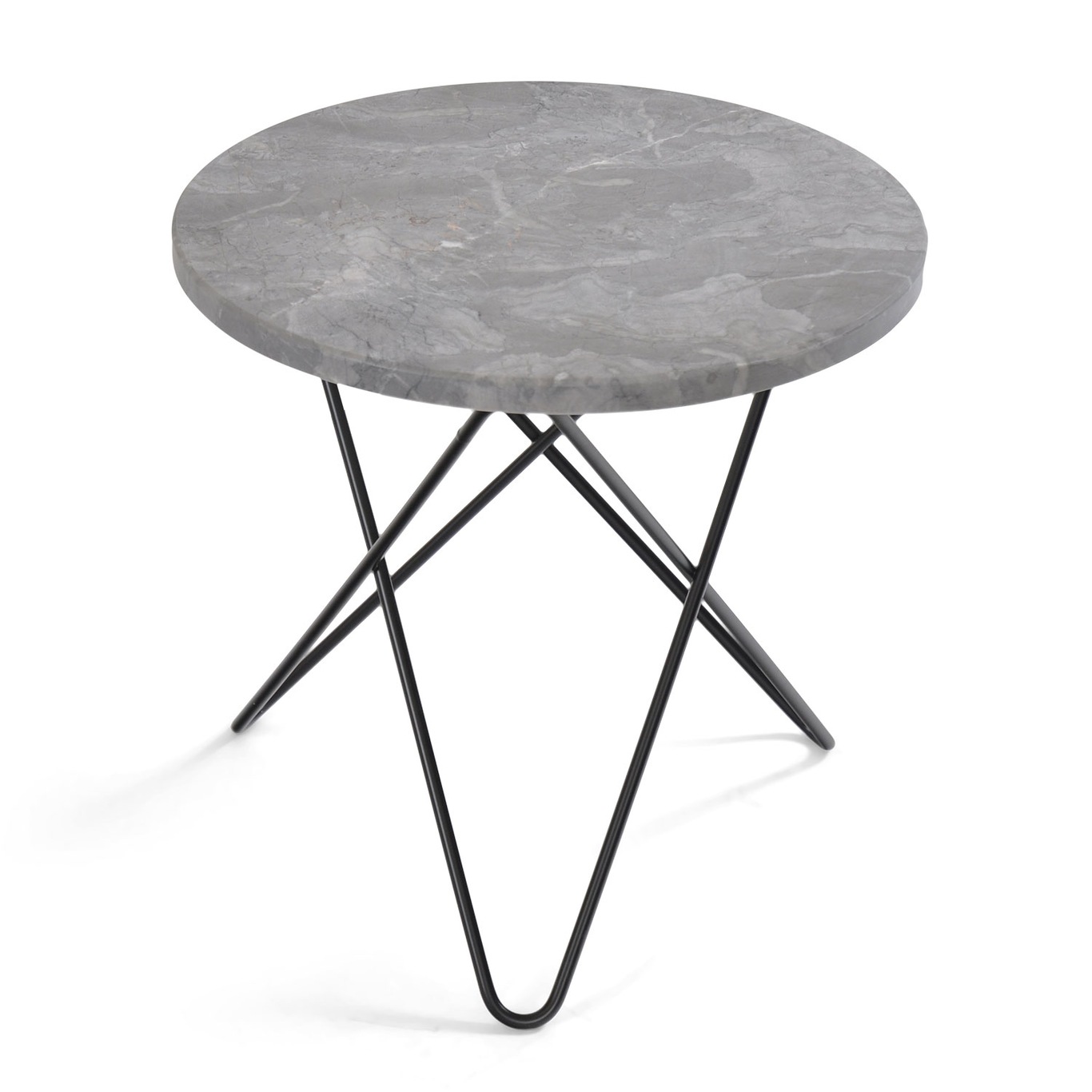 Mini O Table Sidebord Ø40 cm, Sort/Grå Marmor