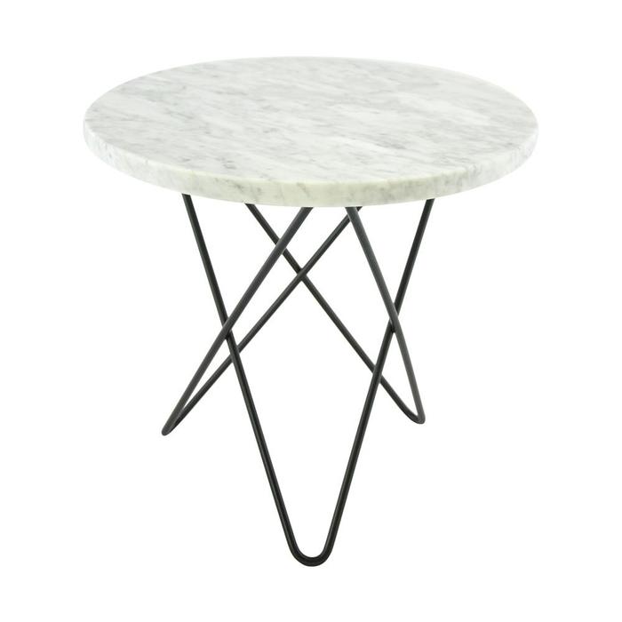 Mini O Table Sidebord Ø40 cm, Sort/Hvit Matt Marmor