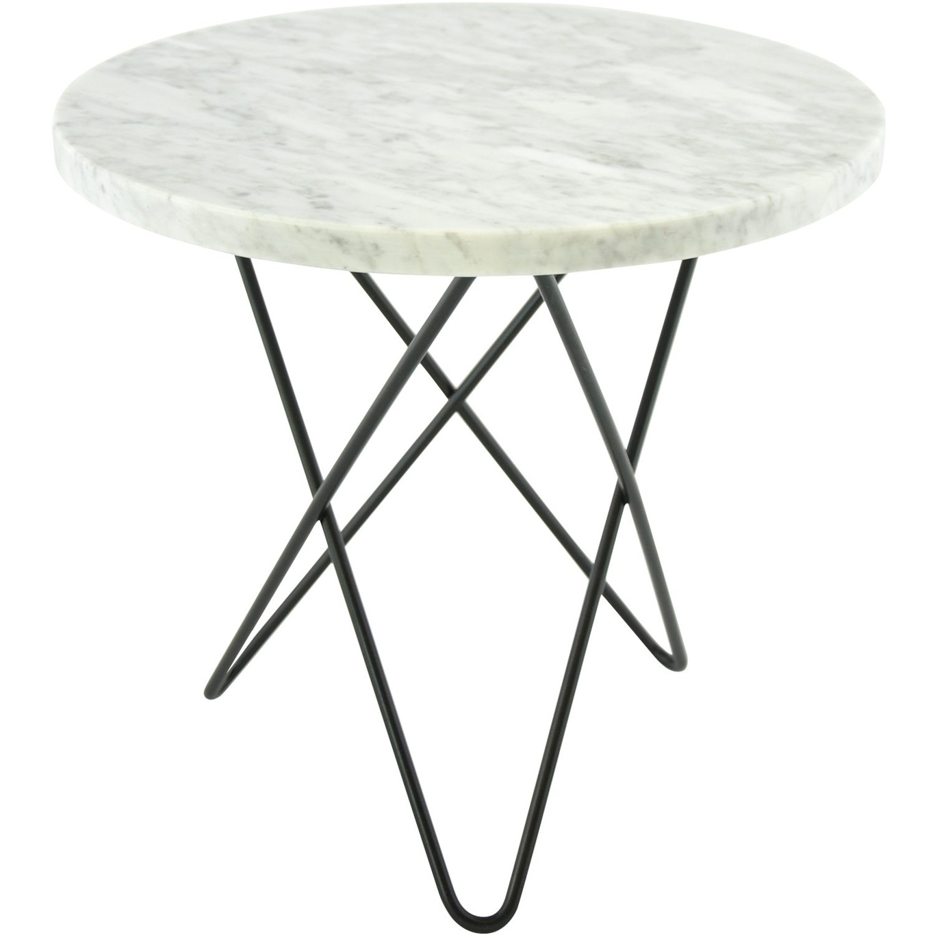 Mini O Table Sidebord Ø40 cm, Sort/Hvit Marmor