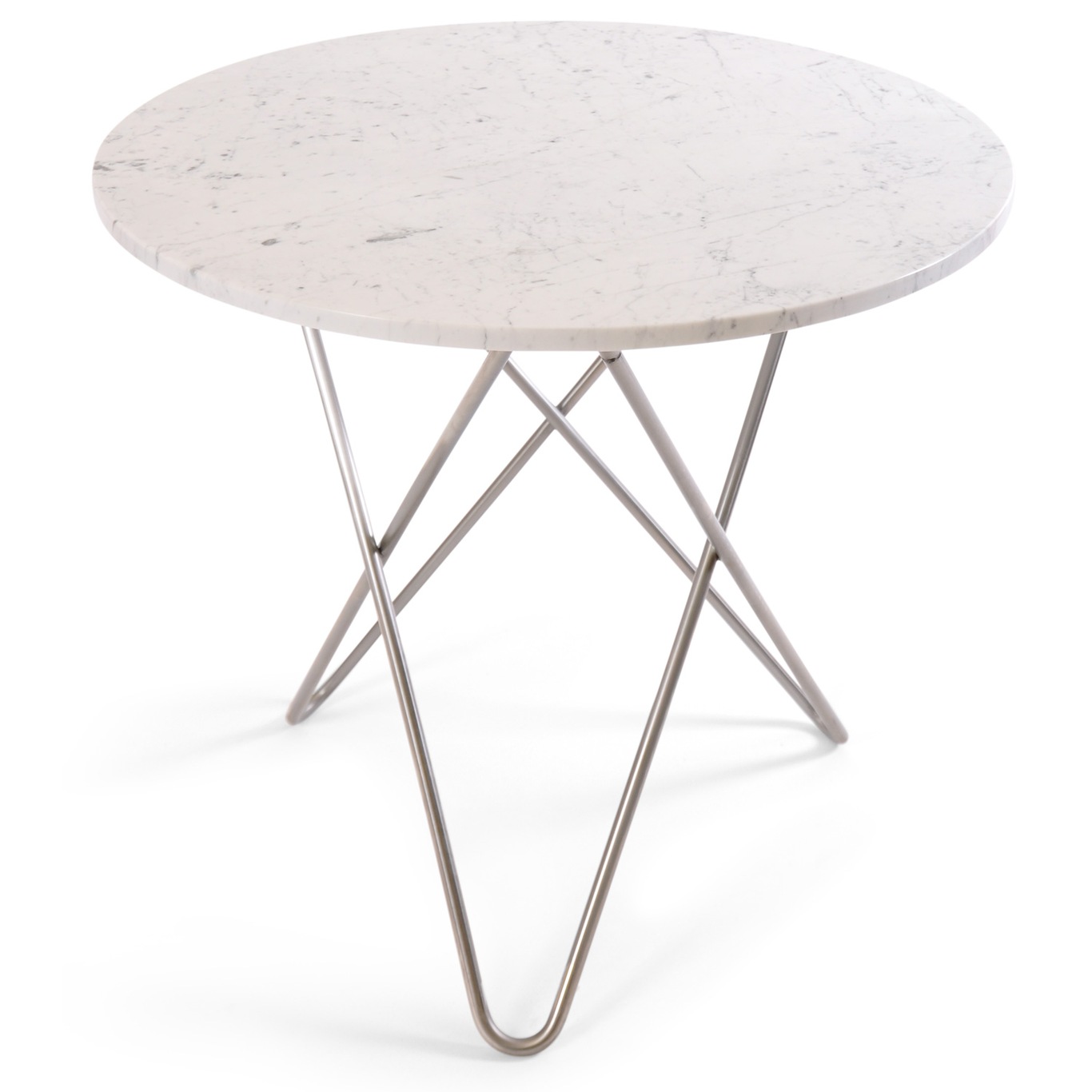 O Dining Table Spisebord Ø100 cm, Stål/Hvit Marmor