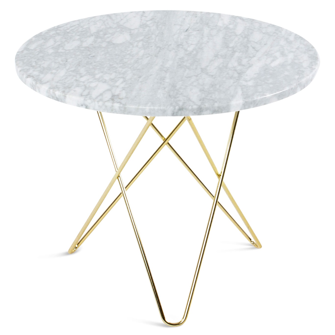 O Spisebord Ø80 cm, Messing/Hvit Marmor