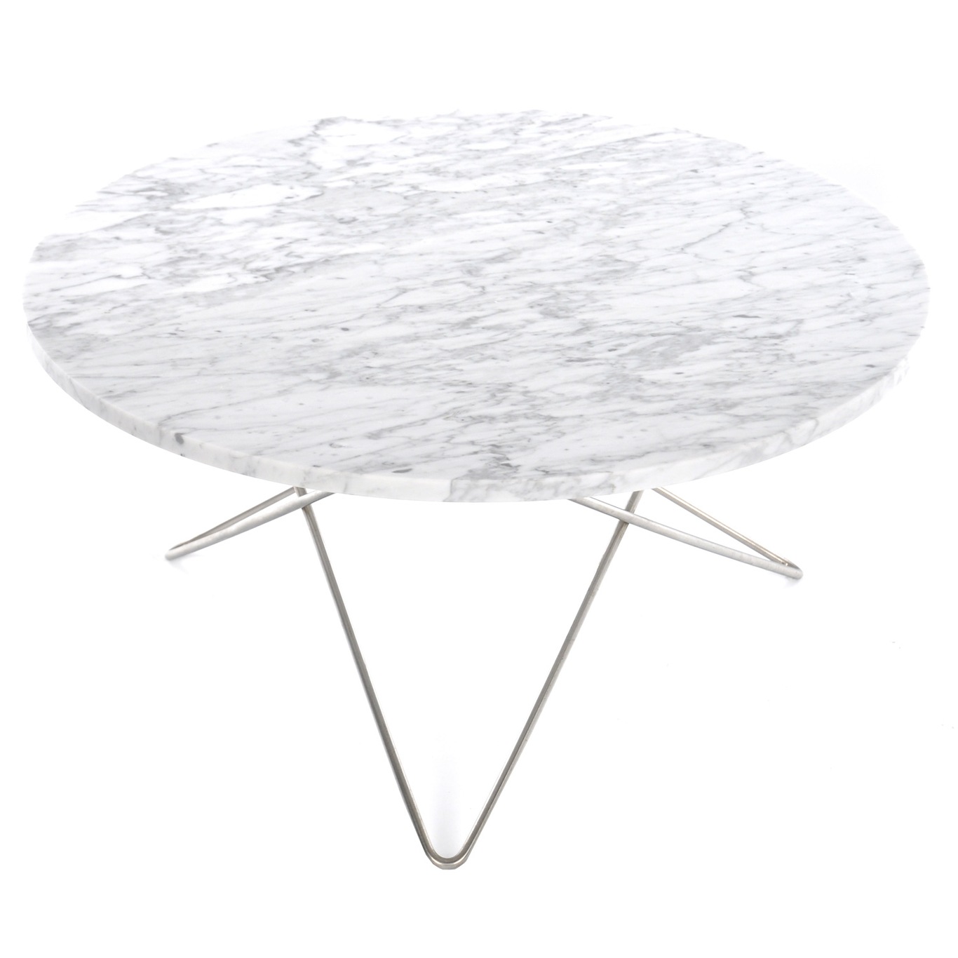 O Table Sofabord Ø80 cm, Stål/Hvit Matt Marmor