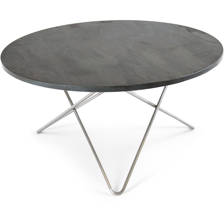 O Table Sofabord Ø80 cm, Stål/Rustikk Skifer