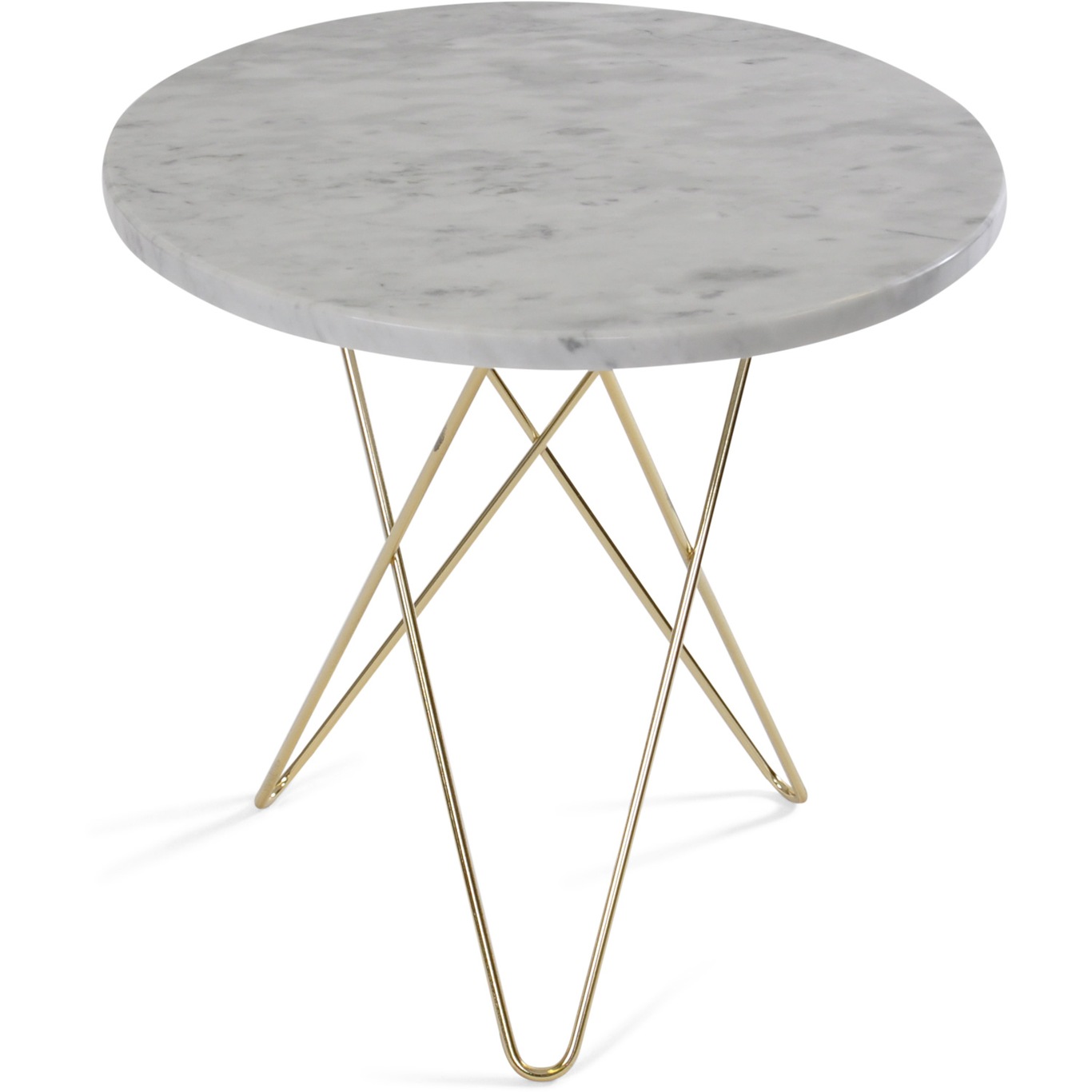 Tall Mini O Table Sidebord Ø50 cm, Messing/Hvit matt marmor