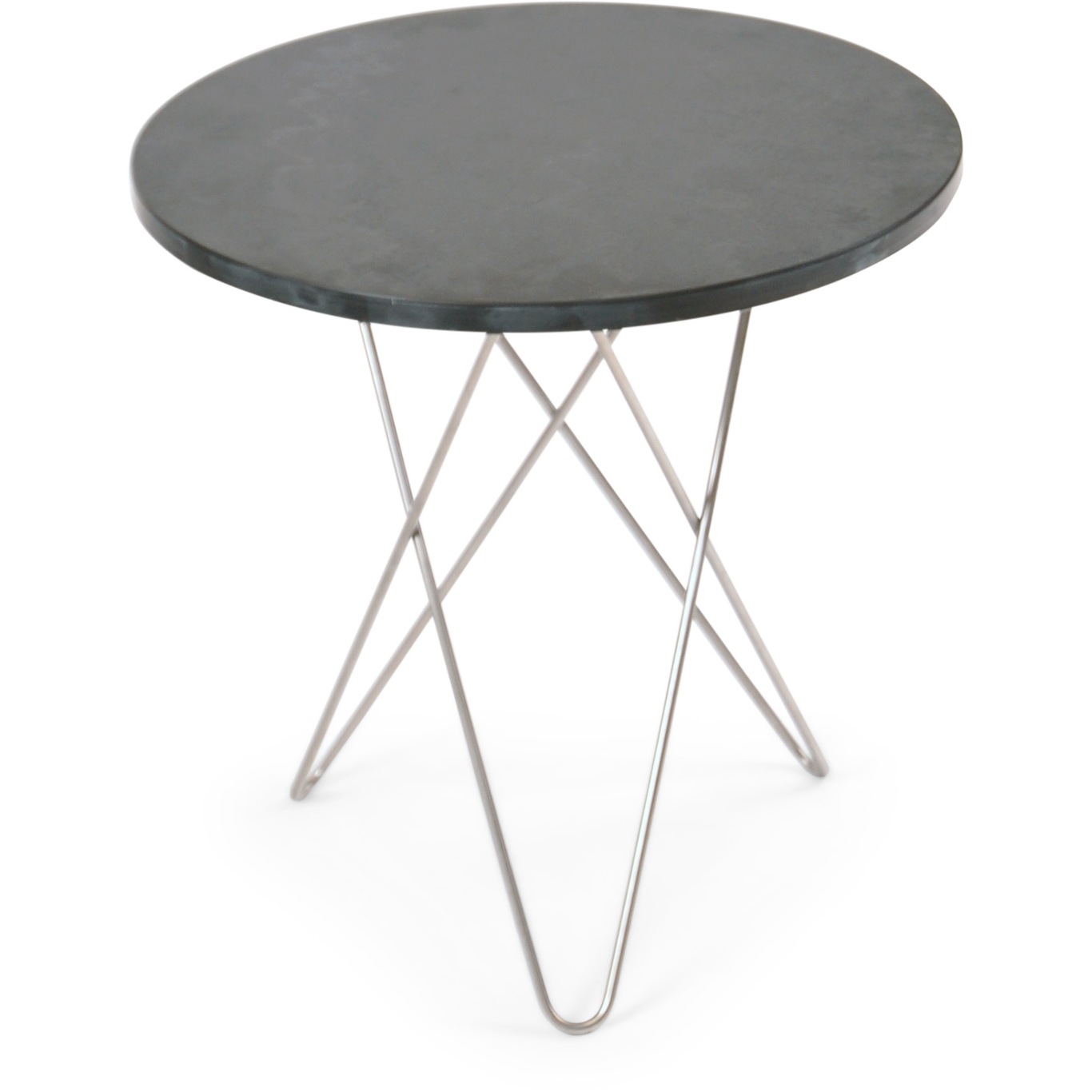 Tall Mini O Table Sidebord Ø50 cm, Stål/Rustikk Skifer