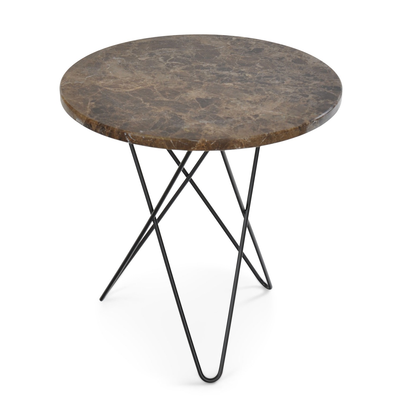 Tall Mini O Table Sidebord Ø50 cm, Sort/Brun Marmor