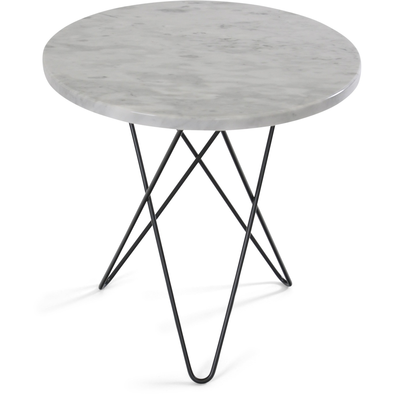 Tall Mini O Table Sidebord Ø50 cm, Sort/Hvit Marmor