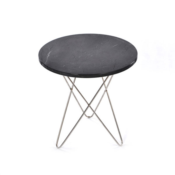 Tall Mini O Table Sidebord Ø50 cm, Stål/Sort Marmor