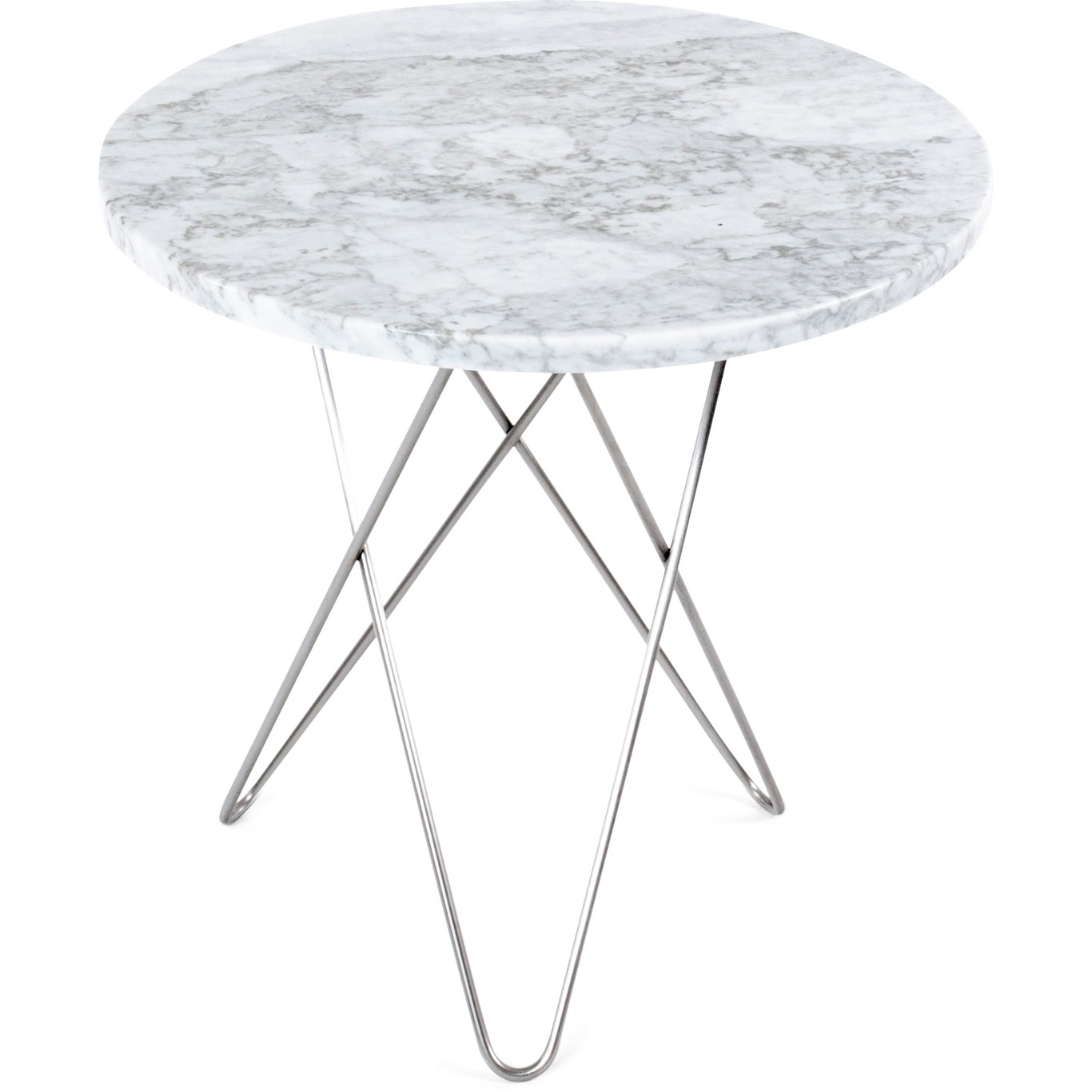 Tall Mini O Table Sidebord Ø50 cm, Stål/Hvit Marmor