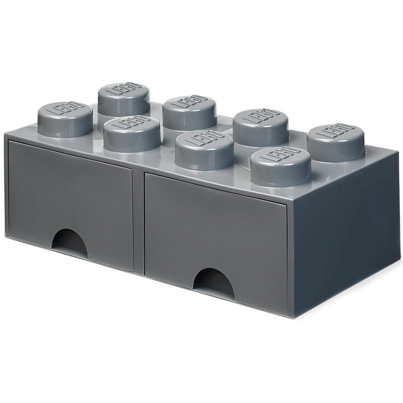 LEGO® Oppbevaring med 2 Skuffer 8 Knotter, Dark Stone Grey