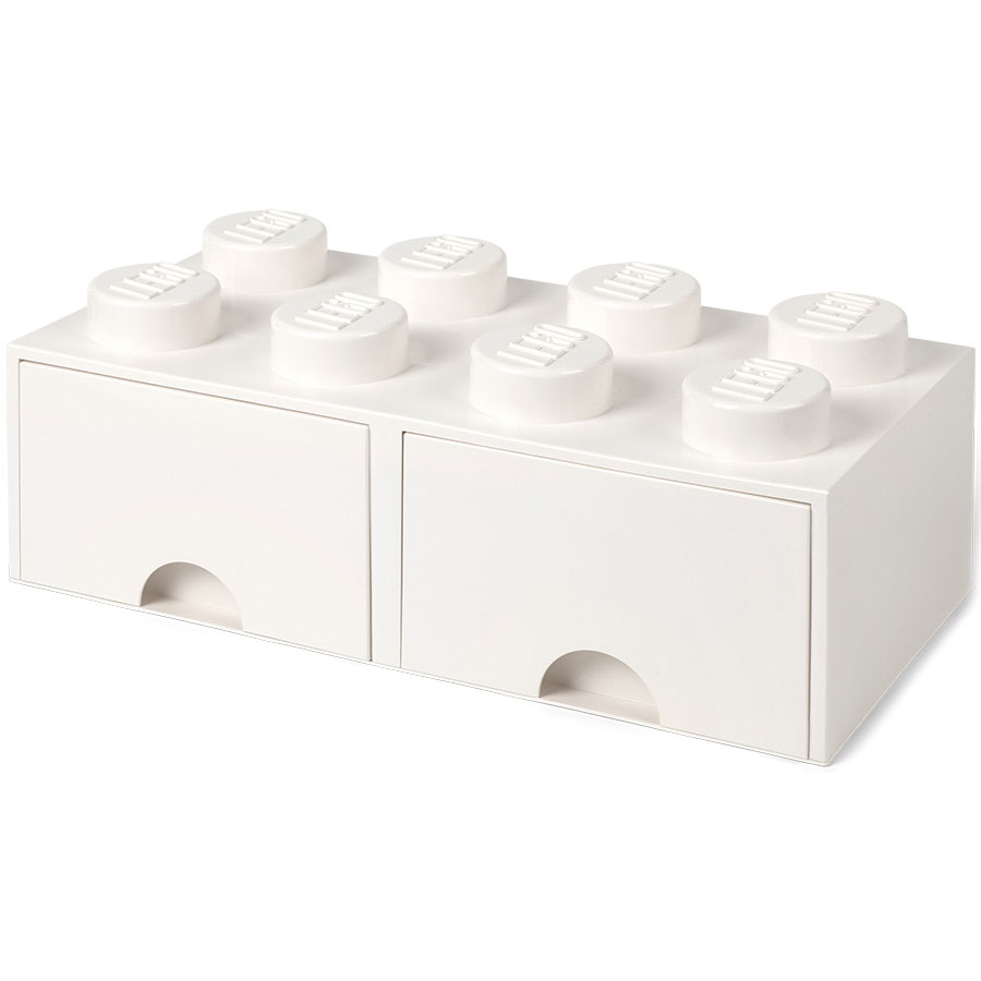 LEGO® Oppbevaring med 2 Skuffer 8 Knotter, Hvit