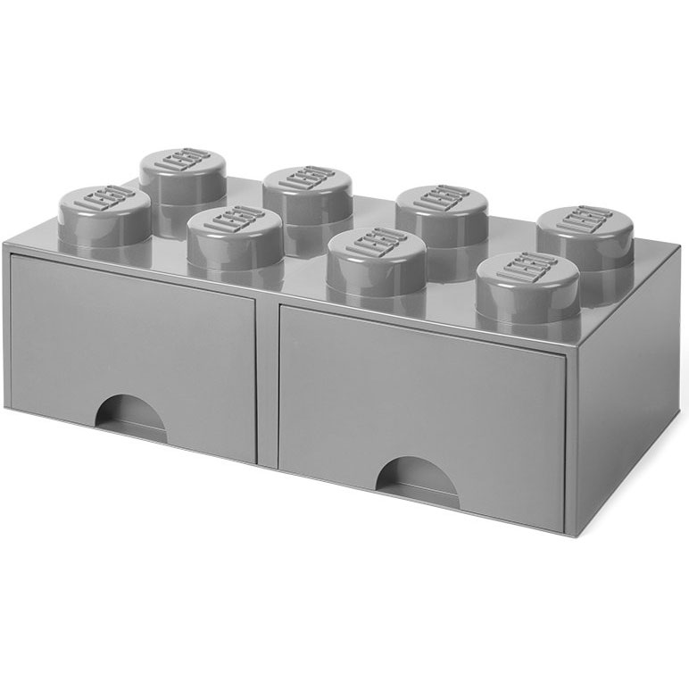 LEGO® Oppbevaring med 2 Skuffer 8 Knotter, Medium Stone Grey