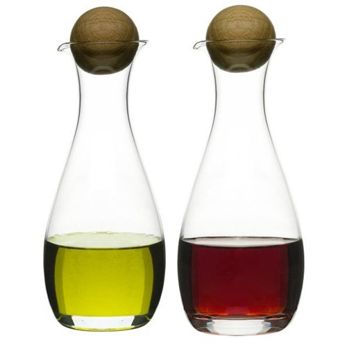 Oval Oak Olje/Eddikflaske med Eikekork, 2-pakk