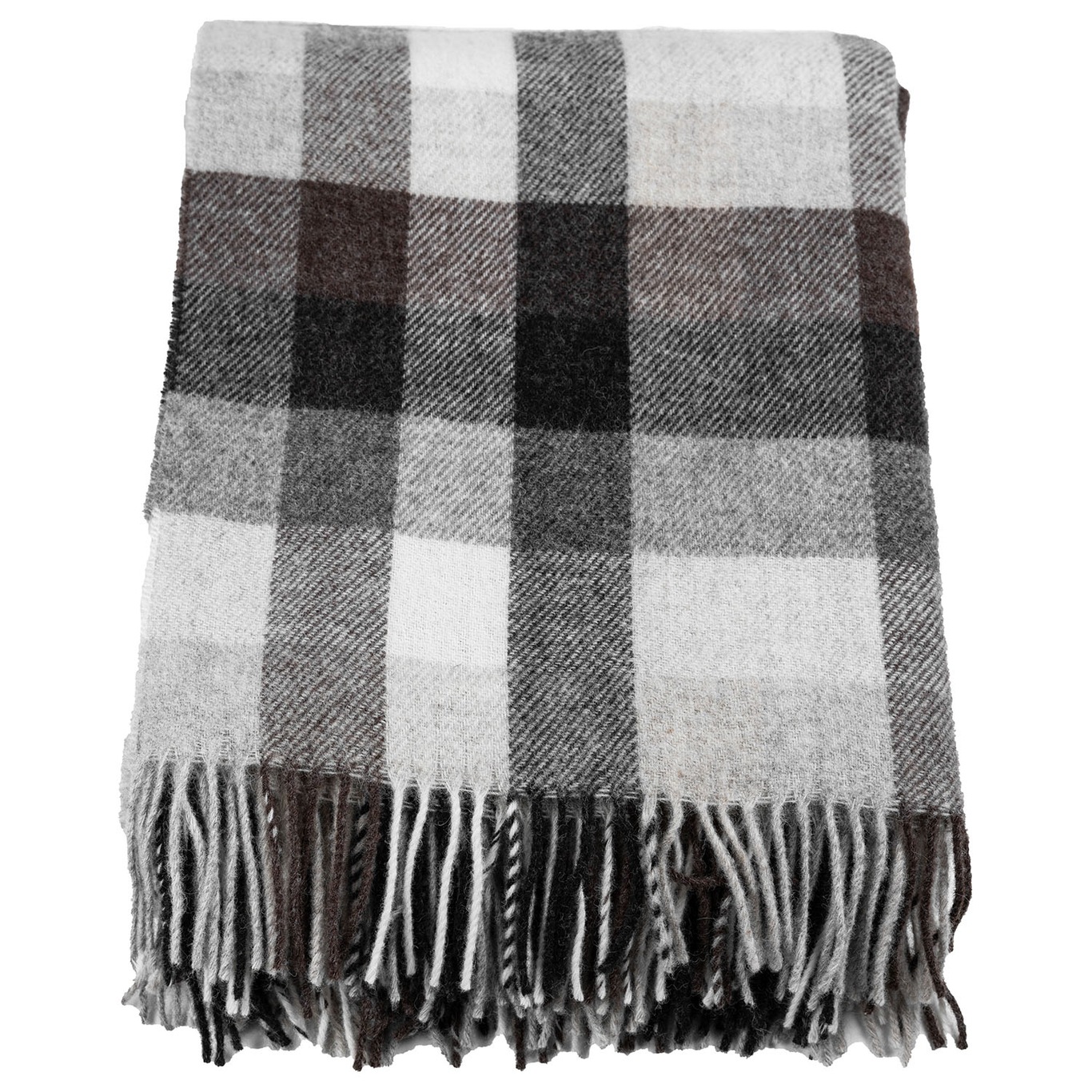 Wool Blanket Checked Grey, brown, offwhite Teppe 130x170 cm Brun Grå Off-white