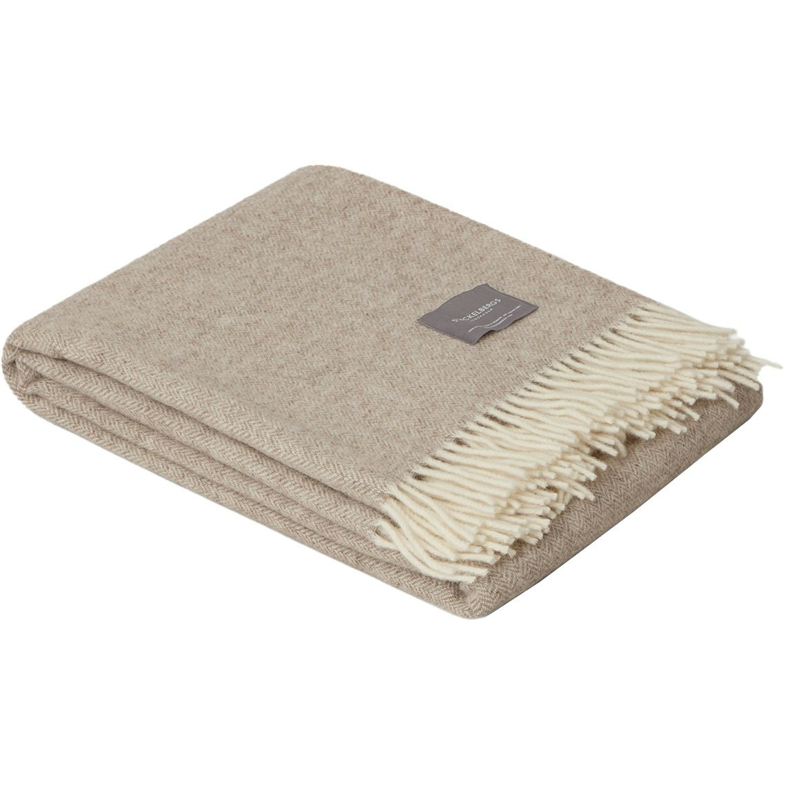 Wool Fishbone Teppe 130x170 cm, Lys Taupe/Off-white