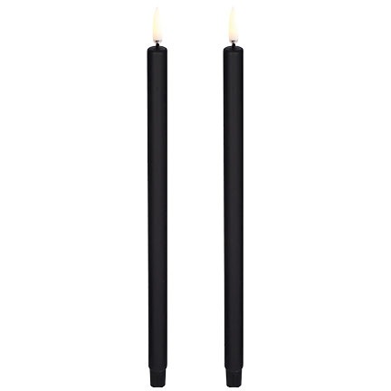 LED Mini Kronelys Plain Black, 1,3 x 25 cm